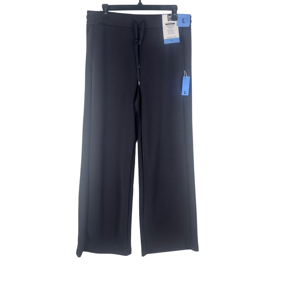 Member's Mark Womens Sandwash Wide Leg Pant Black L‎ Moisture Wicking Soft NWT